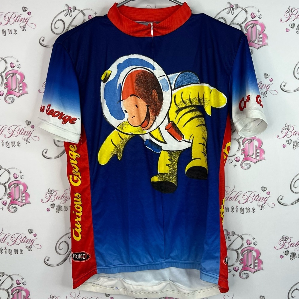 Primal wear tshirt Curious George monkey zip up Astronaut Jersey - Blue and Red